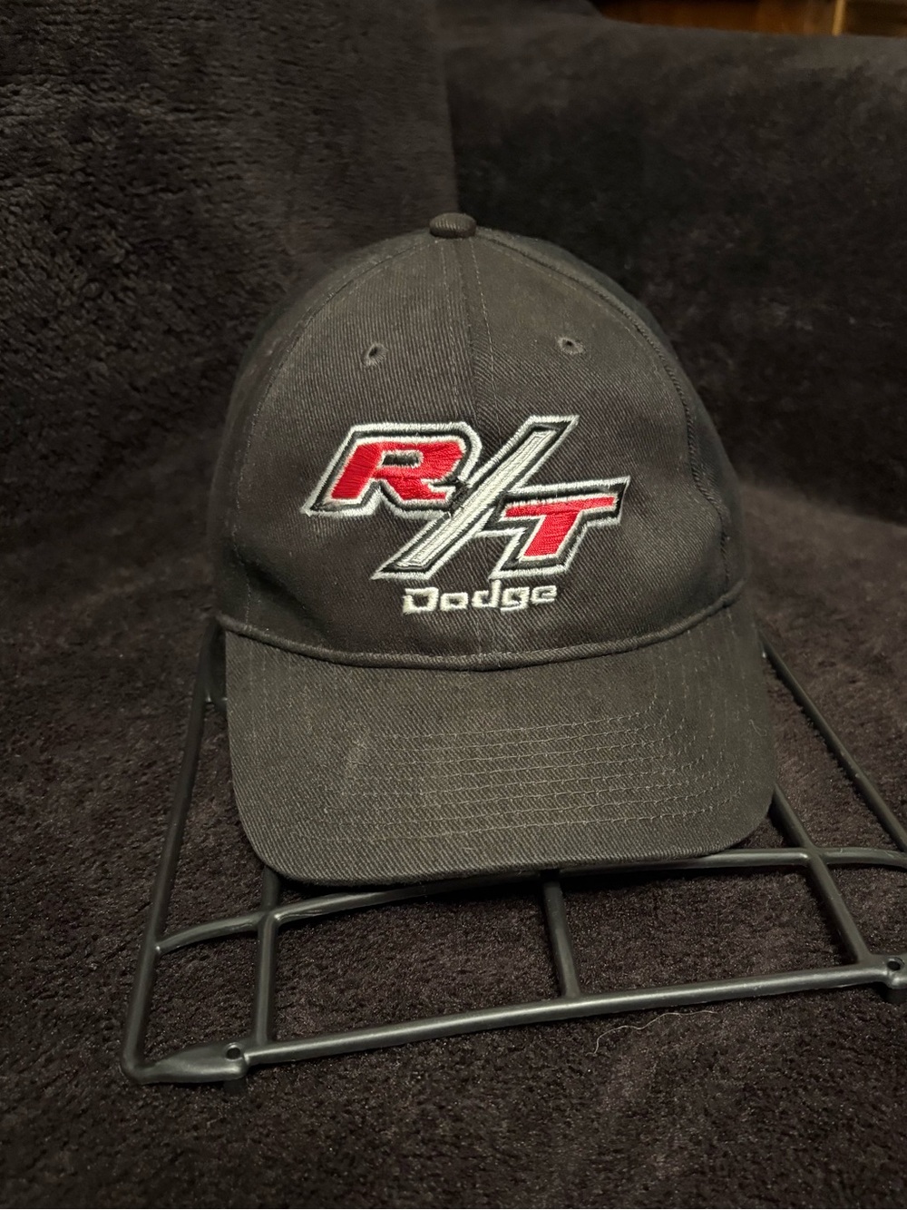 Dodge R/T road and track black hook and loop black strapback hat mopar hemi
